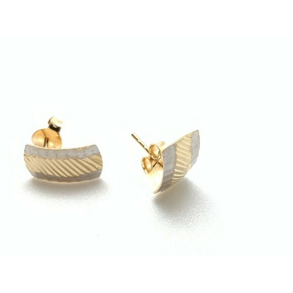 unbranded Jewelry - 18K Gold Stud Two Tone White/Yellow Gold Earrings